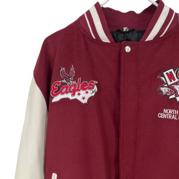 NEW NC Central Eagles Varsity Style Jacket Coat Maroon Patches Pockets Men 3XL - Picture 3 of 11